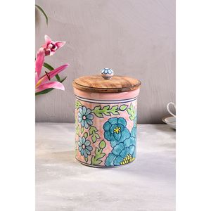 Recipiente de Madera de Mango Ecológico para Almacenamiento en Seco, Accesorio de Cocina, Tarro de Madera con Tapa y Diseño Esmaltado - Product Image 1