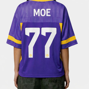 Retro Jersey American Football Custom Jersey T-shirt Men Mesh Polyester Loose Fit Boxy Cropped Football Sports T Shirt DTG Print - Product Image 2