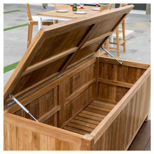 Modern Teak Wood <b>Outdoor</b> <b>Storage</b> <b>Bench</b> for Dining Hotel & Villa Use; Durable Eco-Friendly Furniture with Smooth Finish - Product Image 1