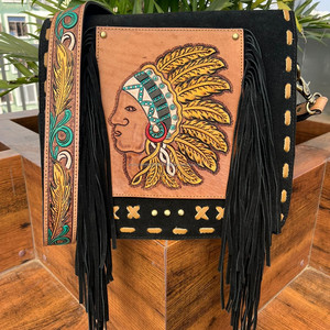 Venta caliente portátil mano Tooled Suede cuero oculto llevar bandolera bolso de cuero genuino gran diseñador bolso de hombro para mujer - Product Image 3