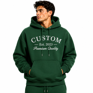 Hoodie surdimensionné en molleton 100 % coton, design OEM, vente en gros, avec poche kangourou et logo imprimé - Product Image 6