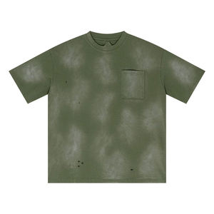 Camiseta de Manga Corta Oversize Azul Claro con Cuello Redondo para Hombre, Estilo Casual Urbano, Tejido de Punto, Color Sólido, 100% Algodón Transpirable - Product Image 6