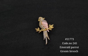 11773Emerald Parrot Brooch Enamel Bird Pin Zircon <b>Gold</b> Plated Lapel Brass brooch pin Jewelry for Wedding Suit Decoration - Product Image 4