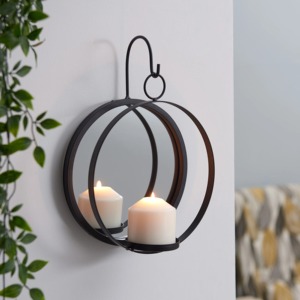 เชิงเทียนเหล็กติดผนังพร้อมดีไซน์วงแหวนทรงกลมสำหรับตกแต่งบ้าน - Product Image 3