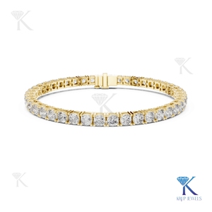 Luxury 3.50 X 3.50 Cushion Cut Lab Diamond Tennis <b>Bracelet</b> 14K 18K <b>Solid</b> Gold Fine Unisex Jewelry Party Gift - Product Image 1