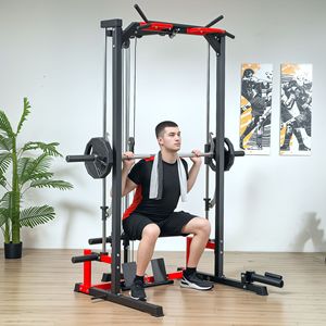 Smith Home Gym Power Rack con Barra per Trazioni, Sistema Lat Pull-Down, Squat Rack e Barra per Bilanciere per Uso Domestico - Product Image 1