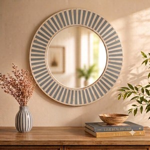 Floral Inlay Large Elegant Bohemian Handmade Eco-Friendly Durable Wall Mirror Floral Pattern for Bathroom Use Living Room Decor - Product Image 3