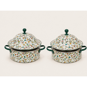 Ensemble de casseroles de luxe en émail floral pour la vente en gros, chauffe-plats avec couvercle en dôme, plat de service de buffet en acier inoxydable - Product Image 5