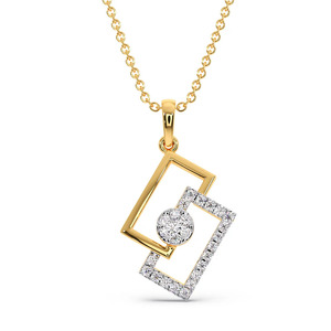 Collar con Colgante de Diamante Rectangular Geométrico de Diseño Calado y en Capas - Product Image 1
