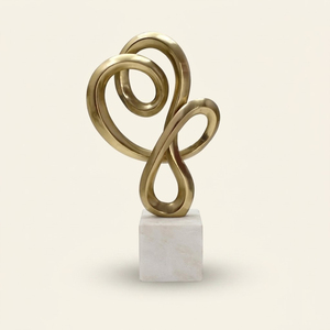 Handicraft Centerpiece Gold <b>Metal</b> Abstract Sculpture Handmade Circular Textured Tabletop Decor For Living Room Office & Hotel - Product Image 2