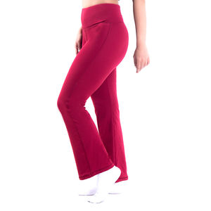 Prix de gros Leggings et pantalons de yoga évasés rouges pour femmes, taille haute, coupe ajustée, extensibles, design personnalisé, élégants, pour le yoga et la gym - Product Image 3