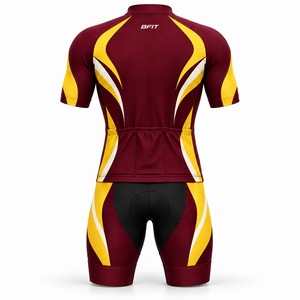 Conjunto de Jersey y Pantalones Cortos Acolchados para Ciclismo Profesional, Cierre Completo, Manga Corta, para Entrenamiento y Carreras en Bicicleta de Carretera - Product Image 5