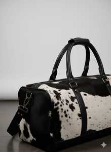 Sac de voyage week-end en cuir de vachette fait main avec poils, grande capacité, durable, style vintage LHODB-0145 - Product Image 6