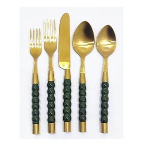 Hot Selling Mirror Polish Traditional Style Cutlery <b>Set</b> Gold Stainless Steel Flatware Sky <b>Blue</b> Handle <b>Dinner</b> Table Kitchenware - Product Image 5
