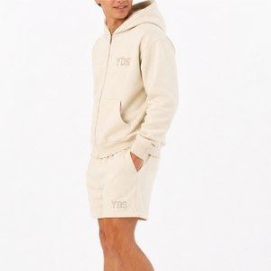 Conjunto de Sudadera con Capucha y Pantalones Cortos para Hombre, con Letras Bordadas en la Parte Delantera, Tejido de Punto Francés, Ropa Casual de Verano, Cómoda - Product Image 3