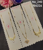 Kalung Liontin Mangalsutra Minimalis Trendy Geometris Berlapis Emas untuk Anak-Anak, Bahan Stainless Steel dengan Hiasan Berlian Amerika Micro Pave