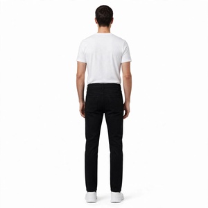 Jeans en denim délavé pour hommes, coupe droite, taille mi-haute, en coton élasthanne, décontracté, séchage rapide, écologique, marque personnalisée, vente en gros BD - Product Image 3