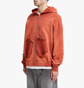 Sudadera con Capucha y Cremallera de Diseño Vintage, Estilo Desgastado, Fabricada en Pakistán, Diseño Personalizado de Última Moda, Comodidad Diaria para Otoño - Product Image 4