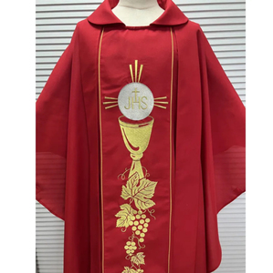 Casulla de Sacerdote de Longitud Media, Bordada con Bloques de Color, Camisa de Manga Larga con Encaje, Otro Accesorio de Vestimenta - Product Image 3