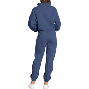 Conjunto Deportivo de Dos Piezas para Mujer, Sudadera con Cierre de Cremallera y Pantalones Deportivos a Juego, Traje Deportivo de Felpa Sólida - Product Image 2