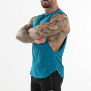 Débardeur de sport tissé pour homme en polyester/coton, sans manches, pour fitness et musculation - Product Image 2