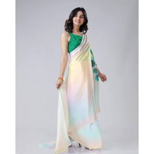 Ready-to-Wear Chiffon Saree with Hand <b>Kaftan</b> Style for Party Wear - Product Image 6