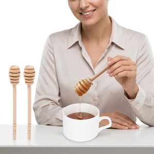 Wood Honey Dipper Spoon Set Long Handle Eco Friendly Minimalist Design Rustic Style Dishwasher Safe For <b>Tea</b> Coffee <b>Maker</b> - Product Image 1