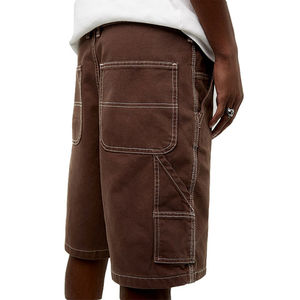 Pantalones Cortos de Lona Vaquera para Hombre de Alta Calidad, 100% Algodón, Casuales, Holgados, de Verano, Color Marrón, Cintura Elástica, Servicio OEM - Product Image 3