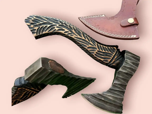 LEGACY BLADES Hache à pizza artisanale haut de gamme en acier au carbone avec manche en bois, lame tranchante comme un rasoir, forgée à la main, vente en gros OEM - Product Image 5