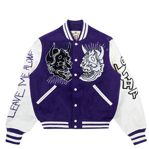 Wholesale Unisex Premium Quality <b>Men's</b> Winter Cow Hide <b>Bomber</b> <b>Jacket</b> High Street Stand New Design Custom Logo Embroidery <b>Varsity</b> - Product Image 3