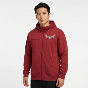 Sweat-shirt à capuche zippé rouge pour homme, coupe classique, couleur unie, veste en polaire décontractée, vêtements d'automne - Product Image 4