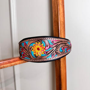 Manufacturers Custom Hand Tooled Leather Luxury Dog Collar Traffic Lead Training Pet Cat Dog Genuine Leather <b>Leash</b> Collar Sets - Product Image 3