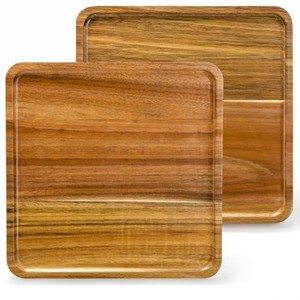 Platos Cuadrados de Madera de Acacia al por Mayor |   Bandejas de Servir de Diseño Geométrico Contemporáneo Hechas a Mano por Aqudus Saleem Moradabad - Product Image 2