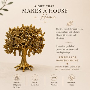 Statue décorative SHUBHAM en laiton, style Art déco, faite à la main, motif feuille d'arbre de vie, pour table, salon, décoration intérieure - Product Image 2