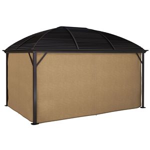 10 'X 14' padiglione marrone Hardtop con tetto in acciaio e gancio a soffitto giardino Patio Gazebo con rete per tende - Product Image 1