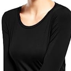 T-shirt décontracté pour femme en coton 100% tricoté, noir, col rond, manches longues, coupe ample, avec trous pour les pouces, à porter toute l'année - Product Image 4