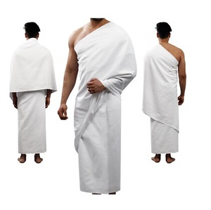 High Quality Hajj Towel Adults Solid Color Polyester Plain Dyed Cotton Towel Ihram White Color Thick Custom Ihrams For <b>Men</b> - Product Image 1