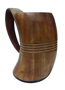 FAIZA CRAFT Tasse à boire en corne de buffle naturelle sculptée à la main avec motif viking pour bière, whisky, hydromel, décoration de bar vintage médiévale - Product Image 2