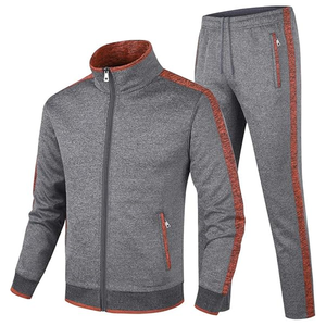 Survêtement à fermeture éclair intégrale, col montant, couleur unie, décontracté, respirant, en polyester et coton, pour l'automne, avec poches latérales - Product Image 1