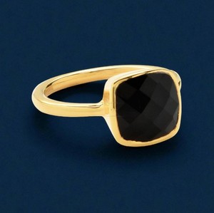 Handmade <b>Cushion</b> Shape Black Onyx 10 MM Gemstone Women <b>Ring</b> - Fashion Gold Plated <b>Rings</b> - Wholesale Bulk Price <b>Ring</b> - Product Image 2
