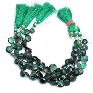 Perles de tourmaline chromée facettées de 10 mm à 12 mm, perles briolette en forme de pièce de monnaie, quartz hydrocoloré naturel, pierres semi-précieuses, perles en vrac pour bijoux - Product Image 1