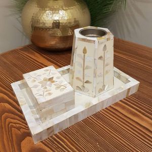 Hot Selling Mother Pearl Inlay Mubkhar Set Handmade Bakhoor Burner With <b>Tray</b> And Box Luxury Ramadan Eid Home Decor - Product Image 1