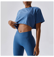 Ensemble de yoga 2 pièces pour femme, grande taille, couleur unie, logo personnalisé, respirant, écologique, sans bretelles, col en V, anti-plis, sans couture
