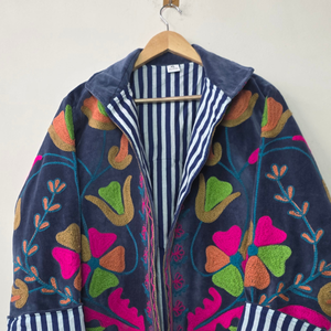 Morvi-Fab 2026 # Chaqueta Bordada Suzani para Mujer, Diseño Floral y Artístico Folclórico Multicolor - Product Image 3