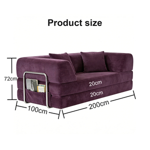 Canapé pliable sous vide, extra large, en velours côtelé, convertible, moderne, livré en boîte - Product Image 2