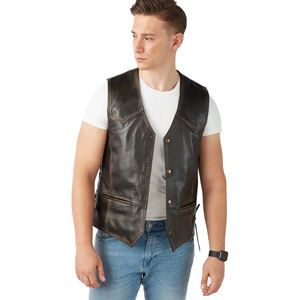 Chaleco de Cuero 100% Genuino para Hombre, Estilo Motero, Uso Casual, Tejido de Punto, Talla Grande, Ideal para Invierno - Precio Bajo - Product Image 6