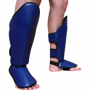 Protège-tibias de boxe MMA personnalisés bleus, les plus vendus, protection imperméable au meilleur prix, protège-tibias en cuir - Product Image 3