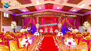 Mandap DE BODA tallado en oro para exteriores, decoración de boda india, estilo indio del Sur - Product Image 6