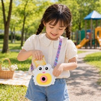 Ensemble de papeterie artisanal, sac à bandoulière en silicone avec fermeture éclair en forme de papillon, mini sac à bandoulière mignon de dessin animé, pochette à monnaie imperméable pour tout-petits