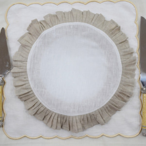Servilleta de Lino 100% Puro Natural Blanca Lisa con Borde Decorativo con Volantes, Fabricante y Proveedor Personalizado de Textiles para el Hogar - Product Image 5